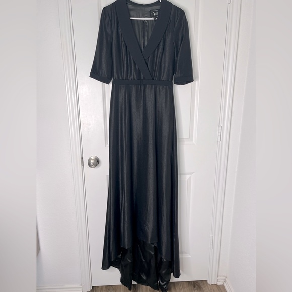 Black Halo Eve Jovine Gown Black Maxi High Low Hem Size 8 - Picture 4 of 16